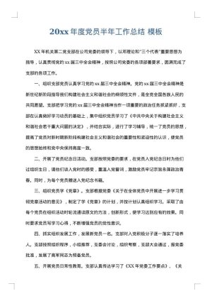 2025年度党员半年工作总结