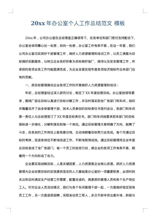 2025年办公室个人工作总结范文