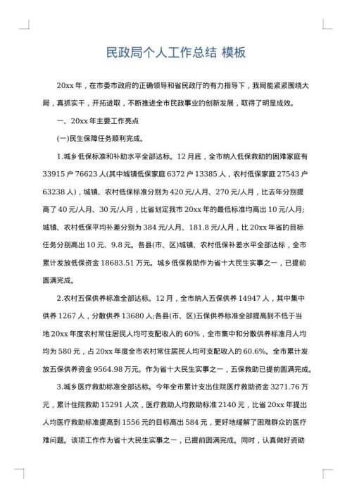 民政局个人工作总结
