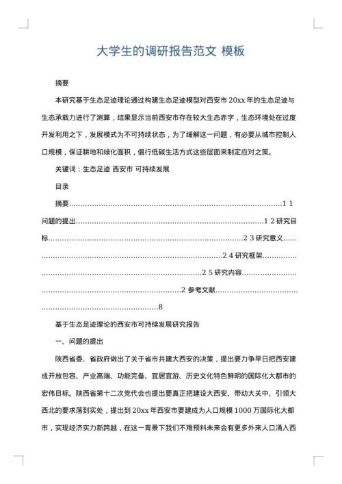 大学生的调研报告范文