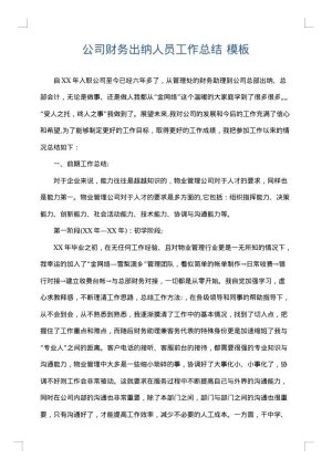 公司财务出纳人员工作总结