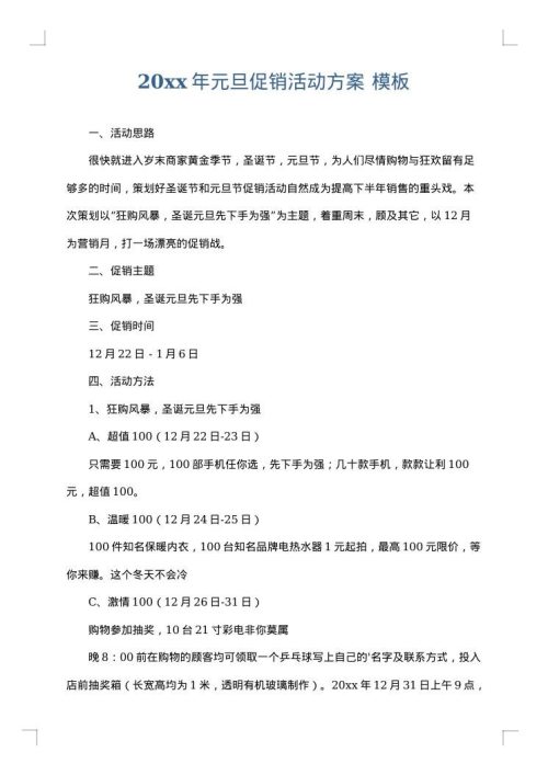 2025年元旦促销活动方案