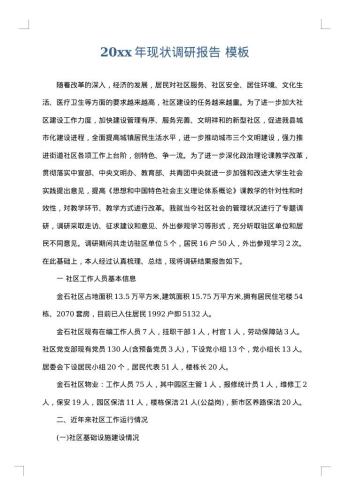20xx年现状调研报告