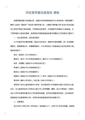 学校营养餐自查报告