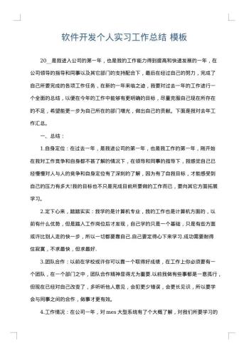 软件开发个人实习工作总结