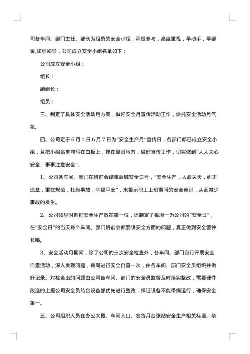 2025年安全月工作总结_工作总结