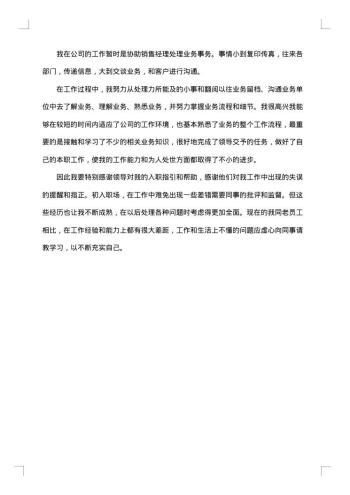 销售人员的精选试用期工作总结