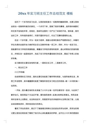 2025年实习班主任工作总结范文