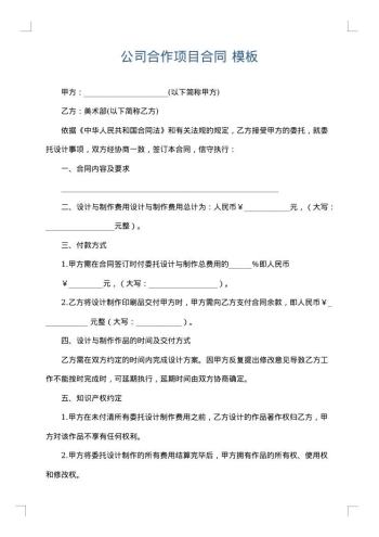 公司合作项目合同
