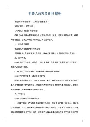 销售人员劳务合同