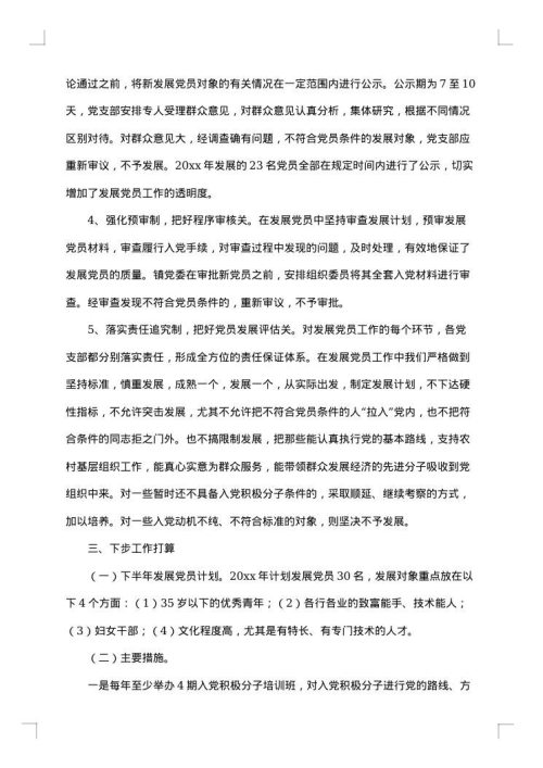 乡镇发展党员个人工作总结
