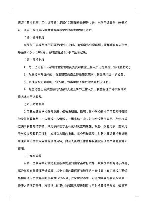 学校营养餐自查报告
