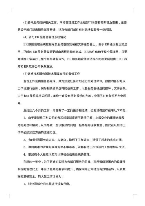 网管个人工作总结