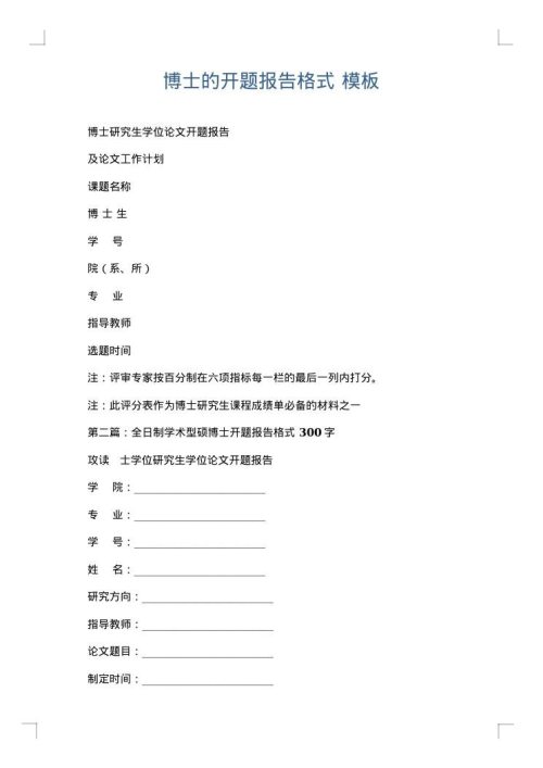 博士的开题报告格式