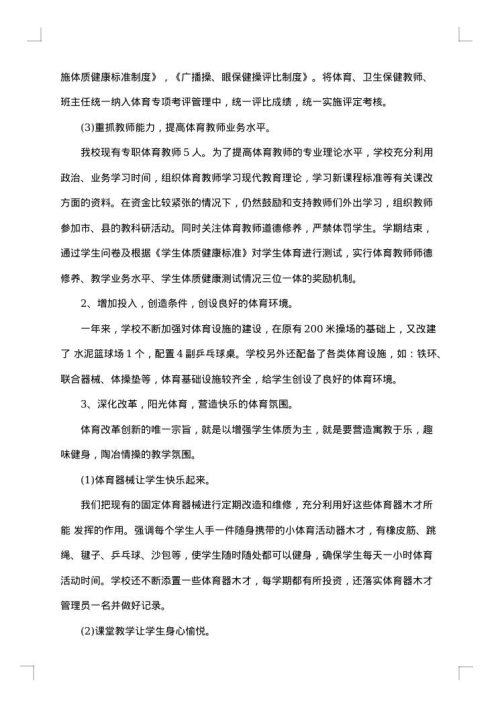 体育工作自查报告