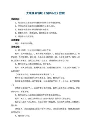 幼儿园大班社会领域教案《保护小树》