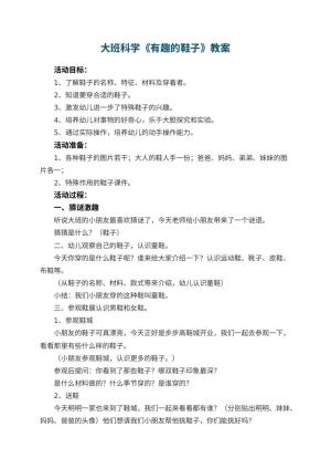 幼儿园教案大班科学《有趣的鞋子》 包含反思