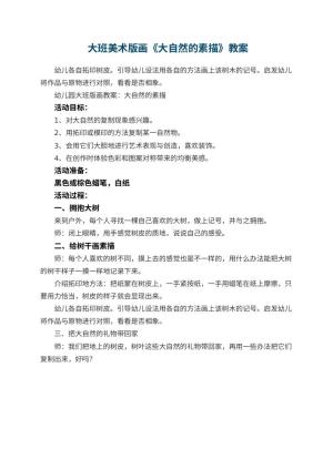 幼儿园 大班美术版画教案《大自然的素描》