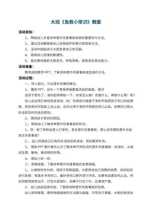 幼儿园大班教案《急救小常识》