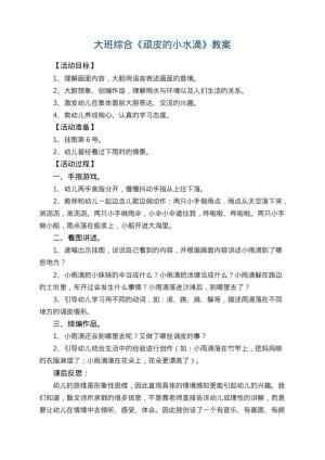 幼儿园大班综合优秀教案《顽皮的小水滴》 包含反思