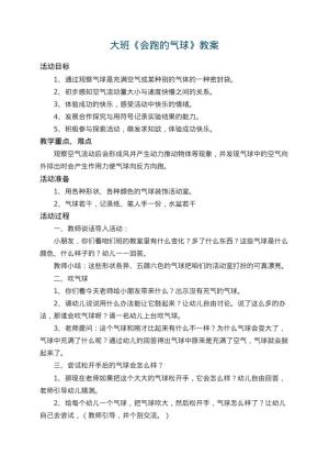 幼儿园大班教案《会跑的气球》 包含反思