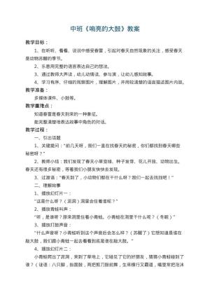 幼儿园中班教案《响亮的大鼓》 包含反思预览