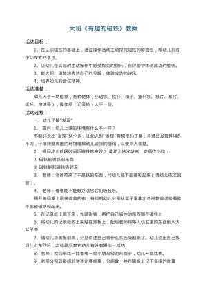 幼儿园大班教案《有趣的磁铁》 包含反思