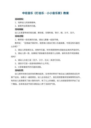 幼儿园中班音乐教案《打击乐―小小音乐家》 包含反思