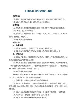 幼儿园大班科学教案《奇妙的网》 包含反思
