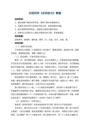 幼儿园大班科学优秀教案《水的张力》 包含反思