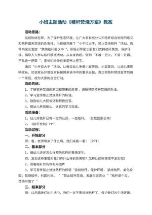 幼儿园小班主题活动教案《秸秆焚烧方案》 包含反思