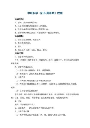 幼儿园中班科学教案《石头真奇妙》 包含反思