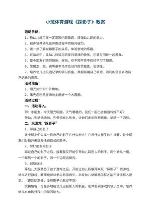 幼儿园小班体育游戏教案《踩影子》 包含反思