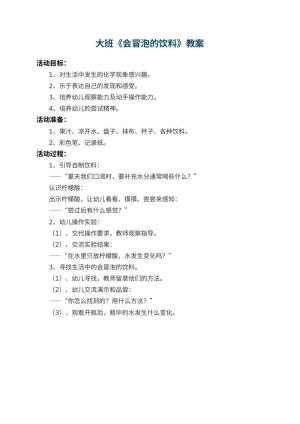 幼儿园大班教案《会冒泡的饮料》