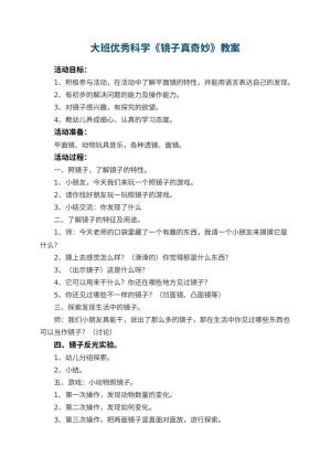 幼儿园大班优秀科学教案《镜子真奇妙》 包含反思