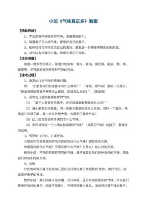 幼儿园小班教案《气味真正多》 包含反思