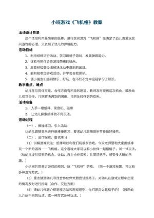 幼儿园小班游戏教案《飞机格》 包含反思