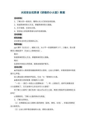 幼儿园大班安全优质课教案《骄傲的小火苗》 包含反思
