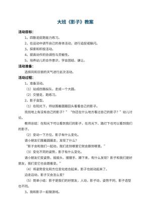 幼儿园大班教案《影子》 包含反思