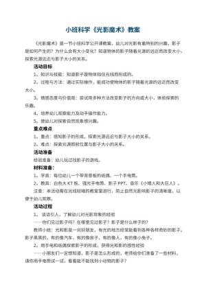 幼儿园小班科学《光影魔术》教案 包含反思预览