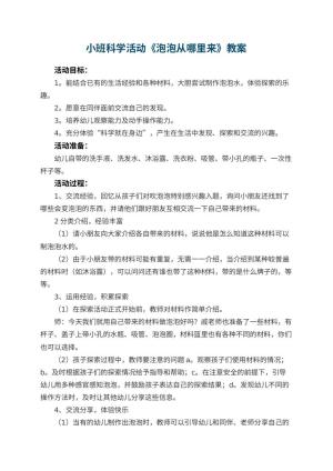 幼儿园小班科学活动教案《泡泡从哪里来》 包含反思