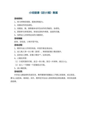 幼儿园小班健康教案《赶小猪》 包含反思
