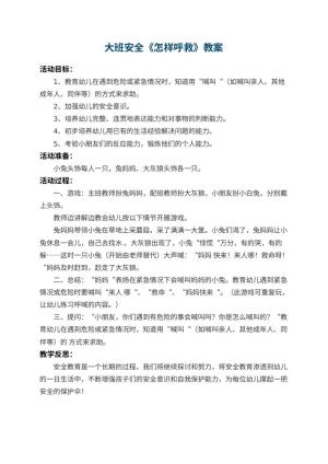 幼儿园大班安全教案《怎样呼救》 包含反思预览