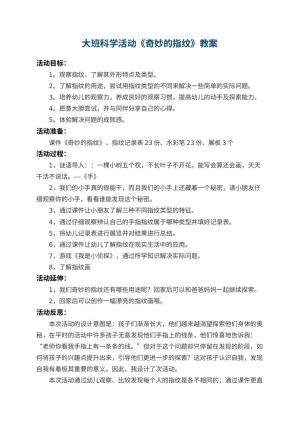 幼儿园大班科学活动教案《奇妙的指纹》 包含反思预览