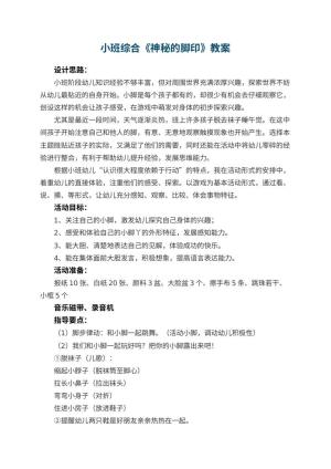幼儿园小班综合优秀教案《神秘的脚印》 包含反思预览
