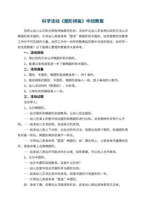 幼儿园科学活动《图形拼画》中班教案预览