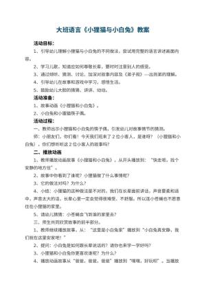 幼儿园大班语言教案《小狸猫与小白兔》 包含反思