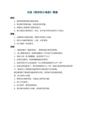 幼儿园大班教案《奇妙的小电影》预览