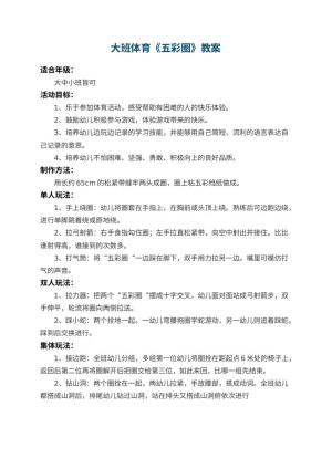 幼儿园大班体育教案《五彩圈》预览