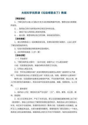 幼儿园大班科学优质课教案《垃圾哪里去了》 包含反思预览